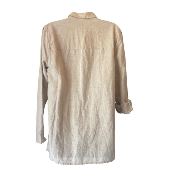 KIM ROGERS Women's size small Oatmeal Beige Linen Blend Button-Down Shirt - Picture 3 of 6